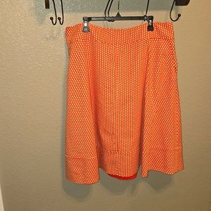 Lane Bryant, Size 20 Skirt, Orange with white polkadot pattern.